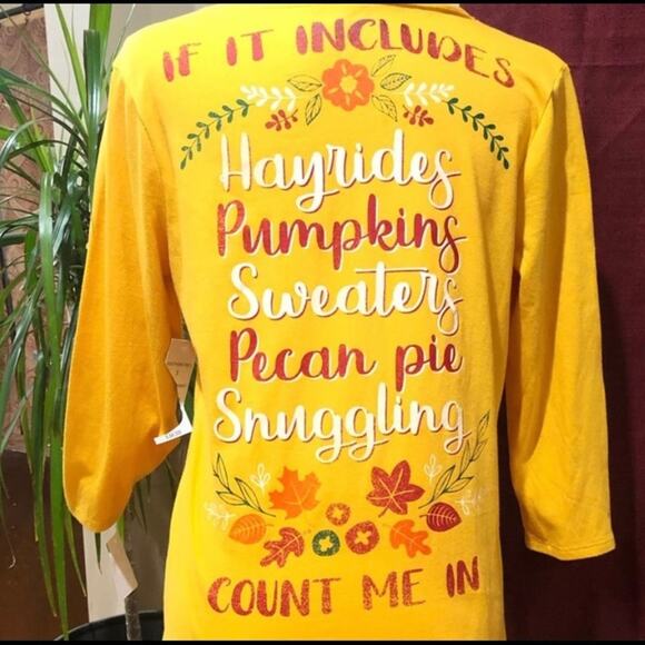 Kim Rogers Fall 3/4 Sleeve Fall tee size Small - Picture 1 of 10